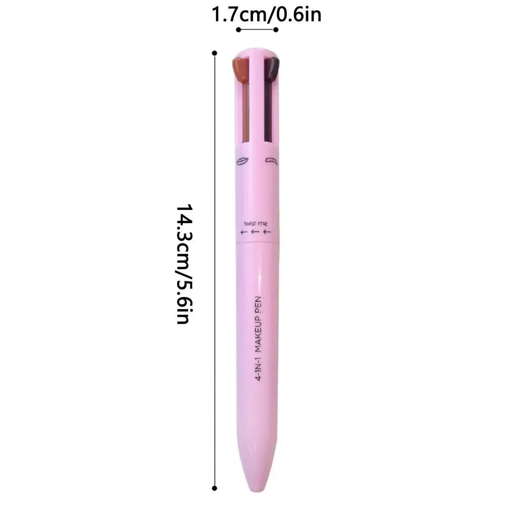 4 Color Multi-Function Makeup Pen 4 in 1 Makeup Pen Waterproof Cosmetic Pencil for Eyeliner Brow Lip Liner Highlighter