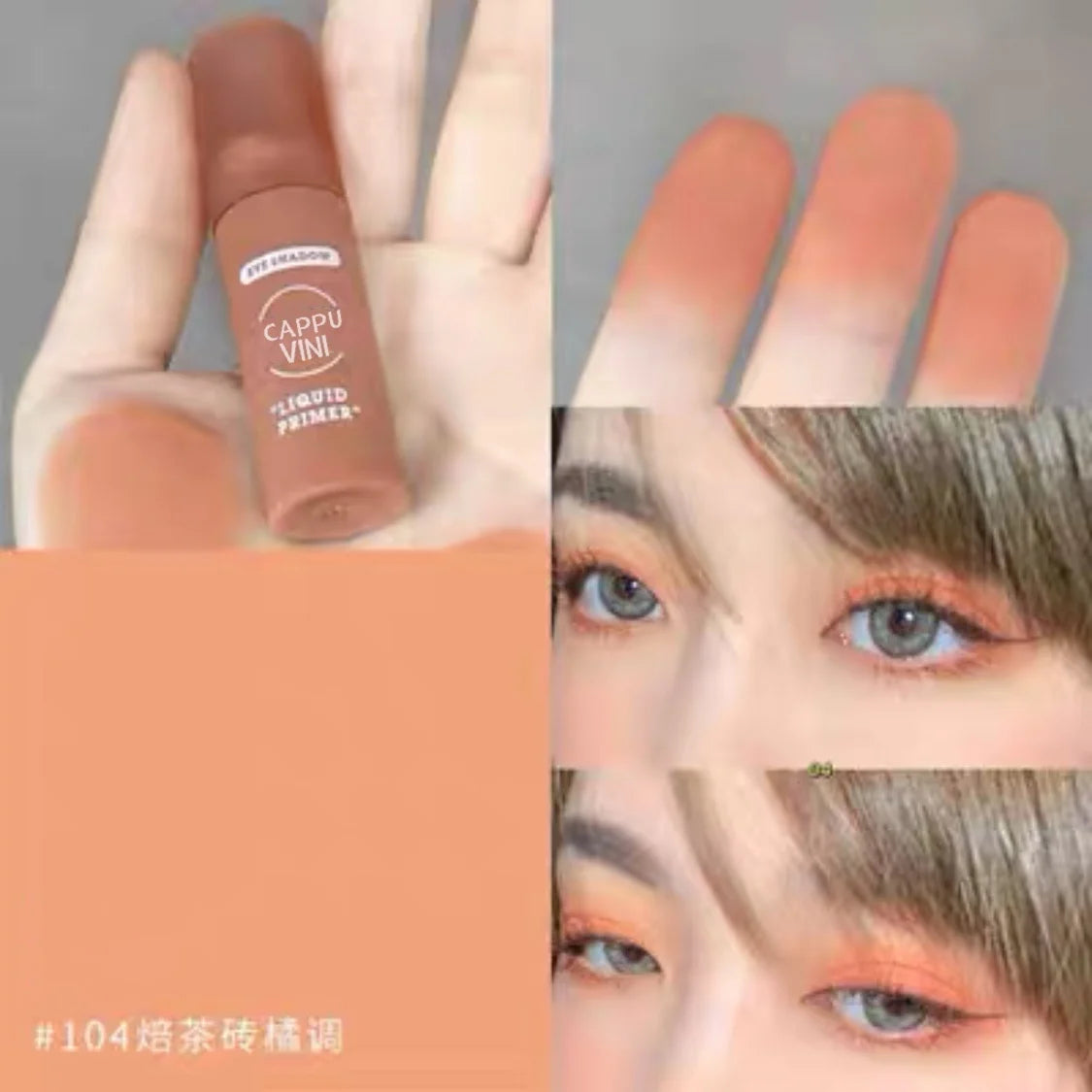 Cappuvini Matte Eyeshadow Cream Smooth Nude Eye Makeup Long Lasting Waterproof Orange Apricot Nude Liquid Eyeshdaow AC389