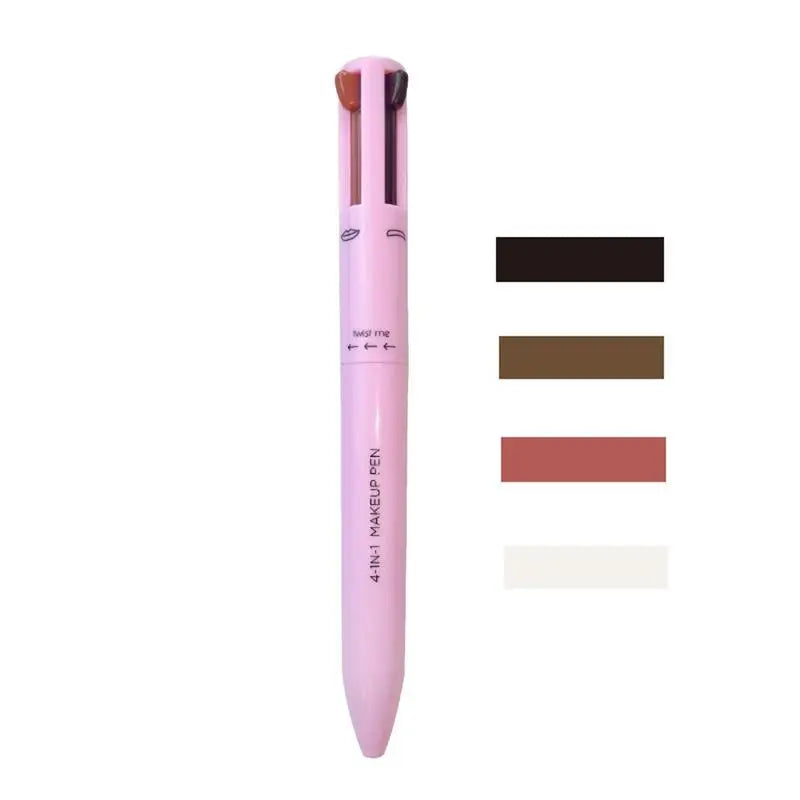 4 Color Multi-Function Makeup Pen 4 in 1 Makeup Pen Waterproof Cosmetic Pencil for Eyeliner Brow Lip Liner Highlighter