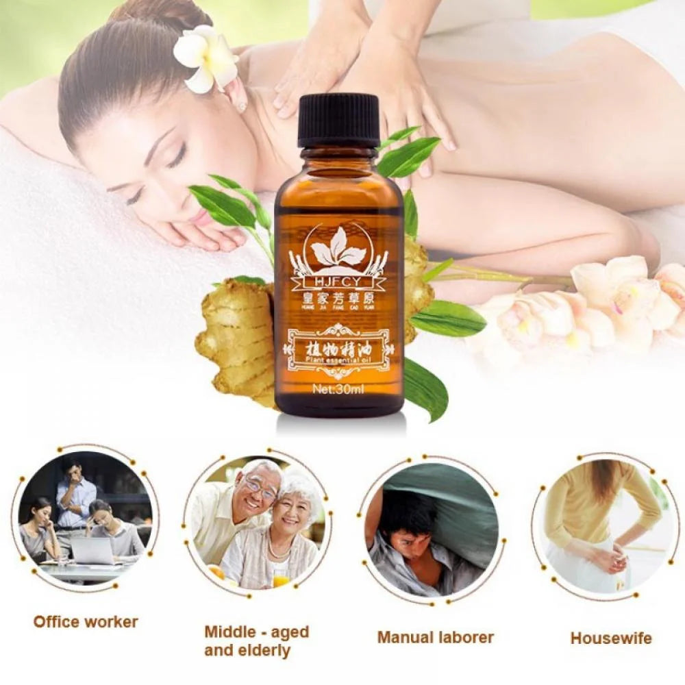 Ginger Massage Oil,100% Pure Natural Lymphatic Drainage Ginger Oil,Spa Massage Oils,Repelling Cold and Relaxing Active Oil for Adult Women and Man,Travel Size 30Ml